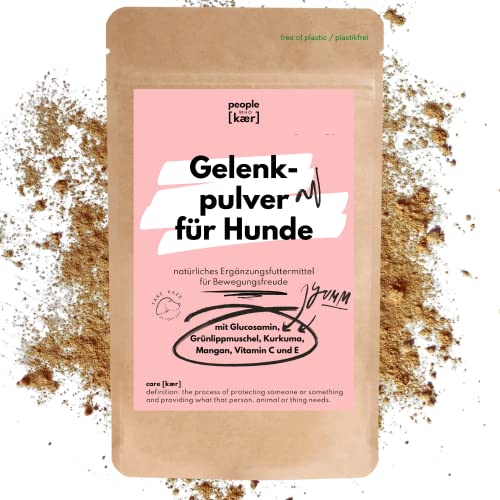 People who Kaer Gelenkpulver für Hunde 200g, natürliches Grünlippmuschel Pulver für Bewegungsfreude, mit Kurkuma, Vitaminen & Glucosamin, Gelenk- & Knochenschutz für Hunde von people who kaer for dogs + cats