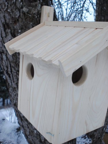 Eichhörnchen-Haus (Ei-Haus) -XXXL-Eichhörnchenhaus-Futterautomat-Futterhaus-Nistkasten-Kobel-Holzschindeldach-Vogelhaus von Holz und Gartentrends