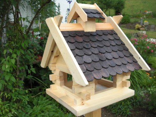 Vogelhaus-Vogelhäuser Vogelfutterhaus Vogelhäuschen-aus Holz-Vogelhausständer-Nistkasten-Schreinerarbeit-in unterschiedlichen Farben erhältlich … (schwarz eckig) von Holz und Gartentrends