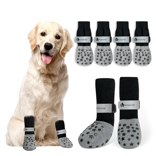 6 x Hundesocken gegen Lecken von Pfoten, Hundesocken für Hartholzböden, rutschfest, rutschfeste Hundesocken für ältere Hunde, Socken für Hunde, rutschfeste Hundesocken mit reflektierenden Riemen für von Homcolorful