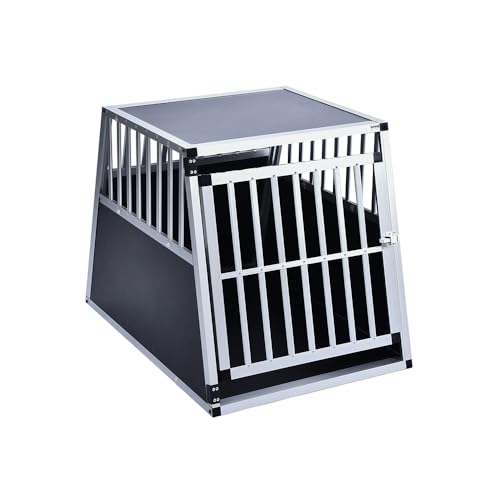 Home Deluxe - Hundetransportbox Skito - Größe: L, Aluminium, Farbe: Silber/Schwarz, inkl. Verschlusssystem I Hundebox Autobox von Home Deluxe