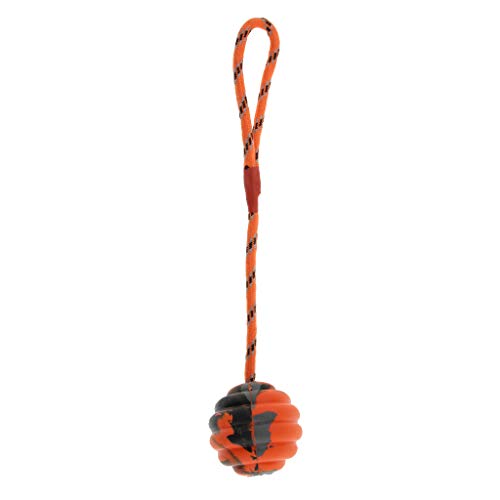 HomeDecTime Gummi Wurfball Hundespielball Ø 6,5 cm Hundeball mit Schnur - Orange von HomeDecTime