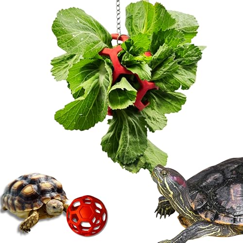 14 cm Schildkröten-Futterball mit Kette, hängender Schildkröten-Leckerli-Ball, Schildkröten-Anreicherungsspielzeug, Schildkröten-Heu-Futterbälle, Futterspielzeug für kleine Haustiere, Kaninchen, von Homedy Crafts