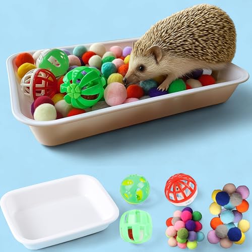 Dig-Box-Tablett für Igelkäfig mit Ballspielzeug, lustiges Dig-Box-Tablett für Igel, Ballglocke, Spielzeug für Hamster, Frettchen, Kätzchen, Katze, Igelzubehör, Kleintierzubehör (weiß, 21,3 x 15 x 4,1 Dig-Box-Tablett für Igelkäfig mit Ballspielzeug, lustiges Dig-Box-Tablett für Igel, Ballglocke, Spielzeug für Hamster, Frettchen, Kätzchen, Katze, Igelzubehör, Kleintierzubehör (weiß, 21,3 x 15 x 4,1 von Homedy Crafts