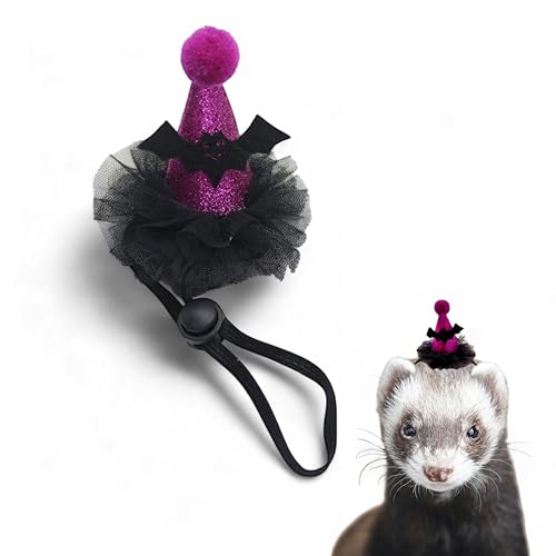 Frettchen-Hut mit verstellbarem Riemen, violette Fledermaus-Hüte für kleine Haustiere, Chinchilla, Eichhörnchen, Kaninchen, Hund, Frettchen-Kostüme für Halloween, Meerschweinchen, Halloween-Kostüm, von Homedy Crafts