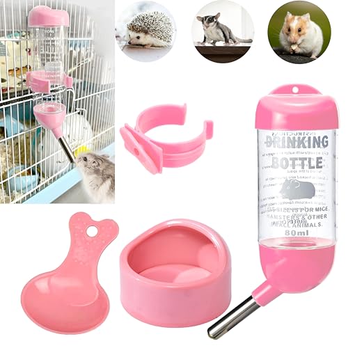 Hamster Wasserflasche und Hamster Futternapf mit Futterschaufel Set, Meerschweinchen Wasserflasche und Futterschale, Haustier Trinkflasche für kleine Katze Chinchilla Ratte Igel Nagetier Rennmäuse von Homedy Crafts