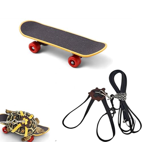 Schildkrötengeschirr und Leine mit Mini-Skateboard für Schildkröte, Schildkröten-Leine, Schildkröten-Skateboard für Bartagamen, Eidechse, Skateboard für Haustierschildkröte, Schildkrötengeschirr von Homedy Crafts