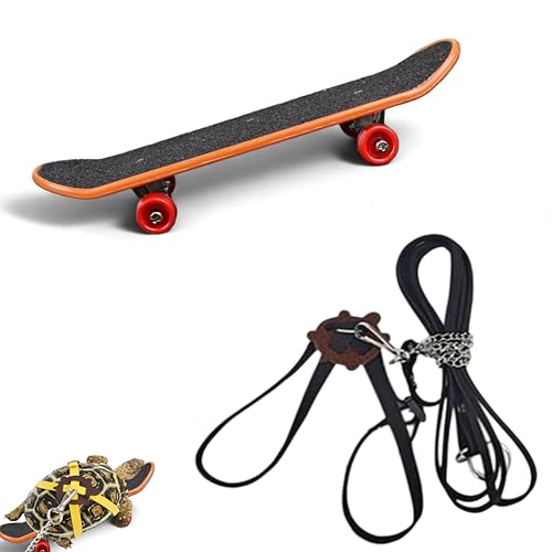 Schildkrötengeschirr und Leine mit Mini-Skateboard für Schildkröte, Schildkröten-Leine, Schildkröten-Skateboard für Bartagamen, Eidechse, Skateboard für Haustierschildkröte, Schildkrötengeschirr von Homedy Crafts