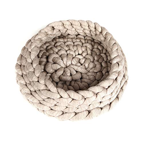 Homemania Haustierbett Nest, Beige, aus Acryl-Baumwolle, Seil, 50 x 50 x 15 cm, Beige von Homemania