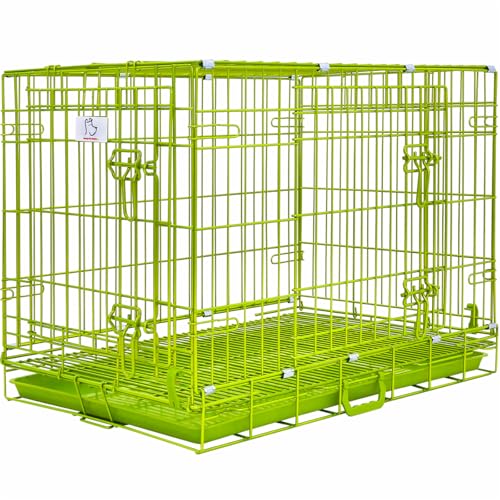 HOMEY PET 76.2 cm Hundehütte Innen, Grüner Hundekäfig für kleine Hunde Faltbare Hundekäfige für mittelgroße Hunde Nanobeschichtete Metalldraht Hundebox mit abnehmbarer Bodengitterschale, Doppeltüren, von Homey Pet