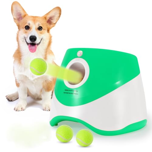 Homeylon Automatischer Ballwerfer für Hunde, wiederaufladbar über USB, 3 - 9 m, für drinnen und draußen, Grün von Homeylon