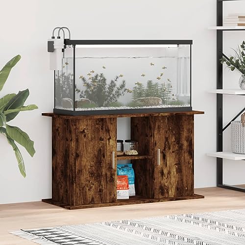 Homgoday Aquariummöbel 101 x 41 x 58 cm aus mehrschichtigem Holz Eiche Rauch, Dekoration für Möbel, für den Innen- und Außenbereich für Wohnzimmer Büro von Homgoday