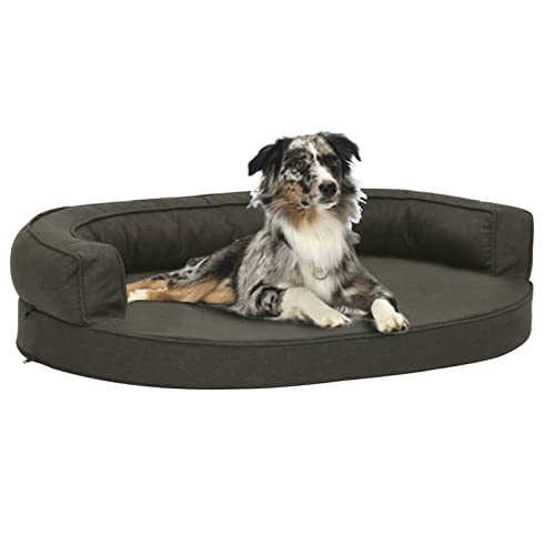 Homgoday Ergonomisches Hundebett Matratze 75x53 cm Leinenoptik Dunkelgrau, Hundebett Grosse Katzenbetten für Indoor Katzen & Welpe, Hundebett Sofa, Hundebett Matte für mittelgroße und große Haustiere von Homgoday