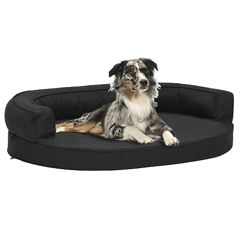 Homgoday Ergonomisches Hundebett Matratze 75x53 cm Leinenoptik Schwarz, Hundebett Große Katzenbetten für Indoor Katzen & Welpe, Hundebett Sofa, Hundebett Matte für Mittelgroße und Große Haustiere von Homgoday