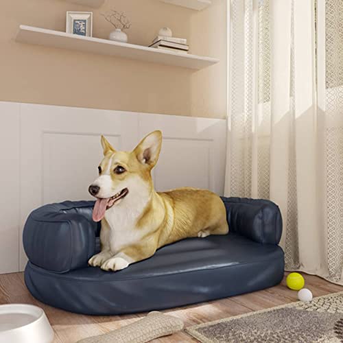 Homgoday Ergonomisches Hundebett aus Schaumstoff, Dunkelblau, 60 x 42 cm, Kunstleder, Hundebett Große Katzenbetten für Indoor-Katzen und Welpen, Hundebett, Sofa, Hundebettmatte für mittelgroße und von Homgoday