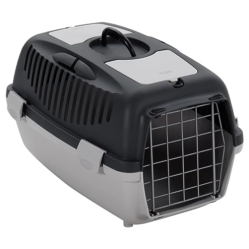 Homgoday Haustier-Transportbox grau und schwarz 55x36x35cm PP von Homgoday