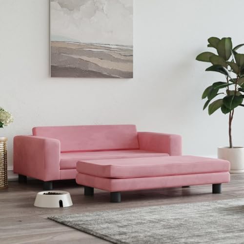 Homgoday Hundebett, Hundebett mit Verlängerung, Rosa, 100 x 50 x 30 cm, aus Samt, Hundebett für Hunde, Hundehütte, weiches Hundebett, Hundehütte für den Innenbereich von Homgoday