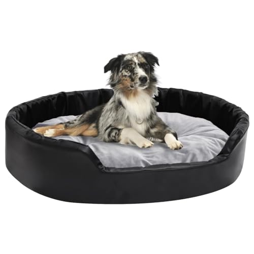 Homgoday Hundebett, Hundekissen,Hundebetten, Katzensofa Haustierbett Hundeschlafplatz Hundebett für Haustiere Schwarz-Grau 90x79x20 cm Plüsch und Kunstleder von Homgoday