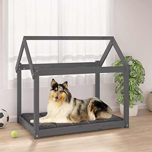 Homgoday Hundebett Grau 101x70x90cm Massivholz Kiefer Hundebett Grosse Katzenbetten für Indoor Katzen & Welpe Hundebett Sofa Hundebett Matte für Mittlere und Große Haustiere von Homgoday