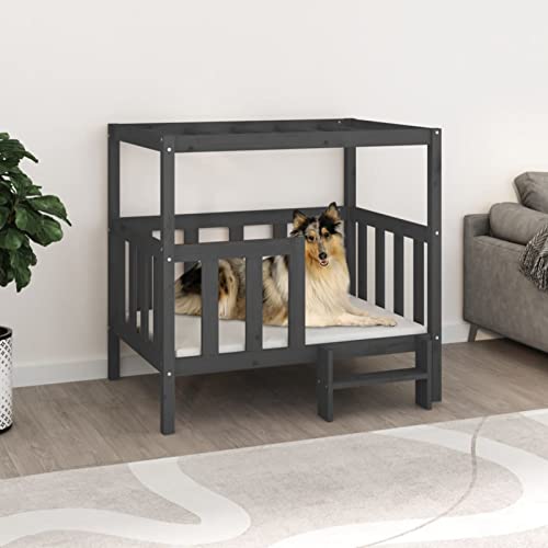 Homgoday Hundebett Grau 105,5 x 83,5 x 100 cm Massivholz Kiefer, Hundebett Große Katzenbetten für Indoor Katzen und Welpe, Hundebett Sofa, Hundebett Matte für Mittlere und Große Haustiere Tiere & von Homgoday