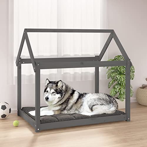 Homgoday Hundebett Grau 111x80x100cm Massivholz Kiefer Hundebett Grosse Katzenbetten für Indoor Katzen & Welpe Hundebett Sofa Hundebett Matte für Mittlere und Große Haustiere von Homgoday