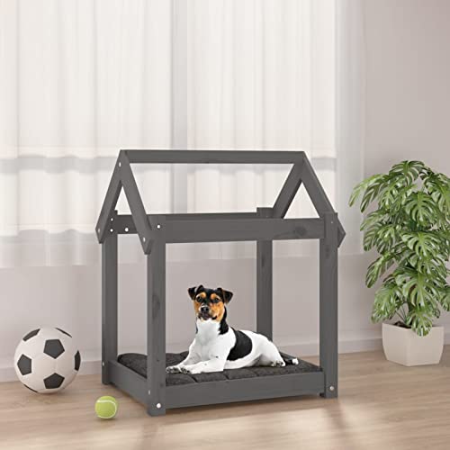 Homgoday Hundebett Grau 61x50x70cm Massivholz Kiefer Hundebett Große Katzenbetten für Indoor Katzen und Welpe Hundebett Sofa Hundebett Matte für Mittlere und Große Haustiere von Homgoday