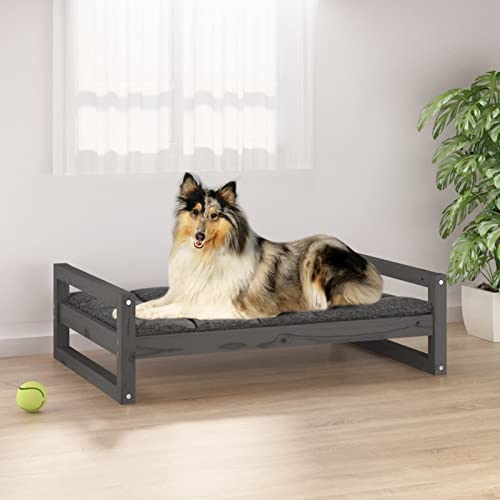 Homgoday Hundebett Grau 95,5 x 65,5 x 28 cm Kiefer Massivholz Hundebett Große Katzenbetten für Indoor Katzen und Welpen, Hundebett Sofa, Hundebett Matte für mittelgroße und große Haustiere Tiere & von Homgoday