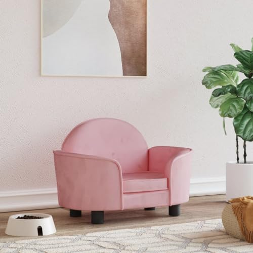 Homgoday Hundebett Rosa 66 x 40 x 45 cm aus Samt, Möbel für Haus Innen Außen Wohnzimmer Schlafzimmer von Homgoday