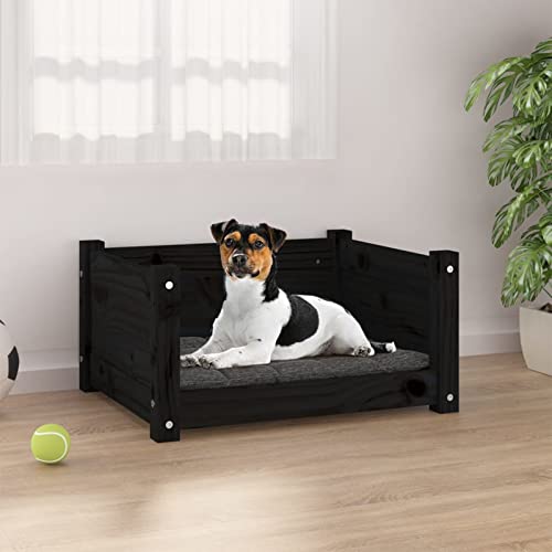 Homgoday Hundebett Schwarz 55,5 x 45,5 x 28 cm Kiefer Massivholz, Hundebett Große Katzenbetten für Indoor Katzen und Welpen, Hundebett Sofa, Hundebett Matte für mittelgroße und große Haustiere 399 von Homgoday