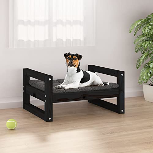 Homgoday Hundebett Schwarz 55,5 x 45,5 x 28 cm Kiefer Massivholz, Hundebett Große Katzenbetten für Indoor Katzen und Welpen, Hundebett Sofa, Hundebett Matte für mittelgroße und große Haustiere 326 von Homgoday