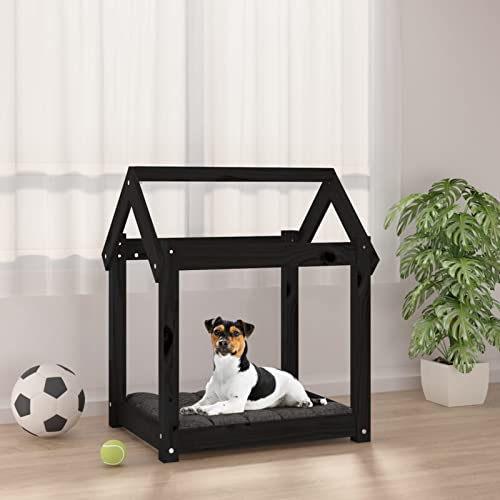 Homgoday Hundebett Schwarz 61x50x70cm Massivholz Kiefer Hundebett Große Katzenbetten für Indoor Katzen und Welpe Hundebett Sofa Hundebett Matte für Mittlere und Große Haustiere von Homgoday