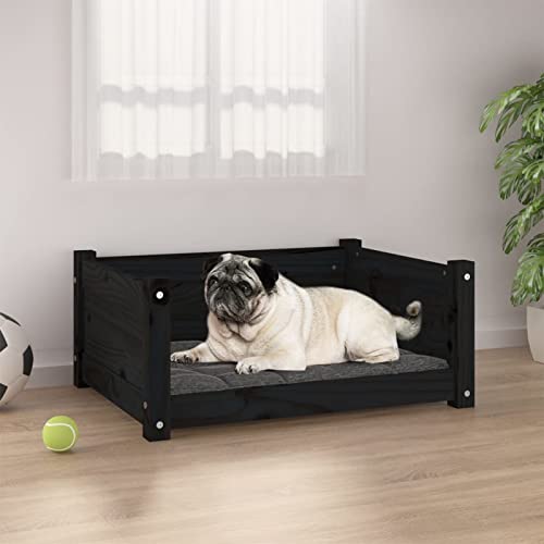 Homgoday Hundebett Schwarz 65,5x50,5x28cm Kiefer Massivholz, Hundebett Große Katzenbetten für Indoor Katzen und Welpe, Hundebett Sofa, Hundebett Matte für Mittlere und Große Haustiere 394 von Homgoday