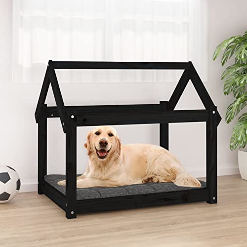 Homgoday Hundebett Schwarz 81x60x70cm Massivholz Kiefer Hundebett Große Katzenbetten für Indoor Katzen und Welpe Hundebett Sofa Hundebett Matte für Mittlere und Große Haustiere von Homgoday