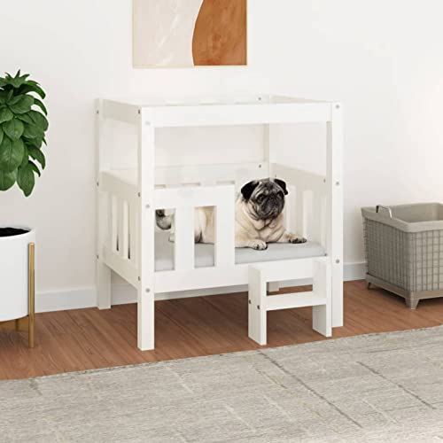 Homgoday Hundebett Weiß 65,5 x 43 x 70 cm Massivholz Kiefer Hundebett Große Katzenbetten für Indoor Katzen und Welpen, Hundebett Sofa, Hundebett Matte für mittelgroße und große Haustiere Tiere & von Homgoday