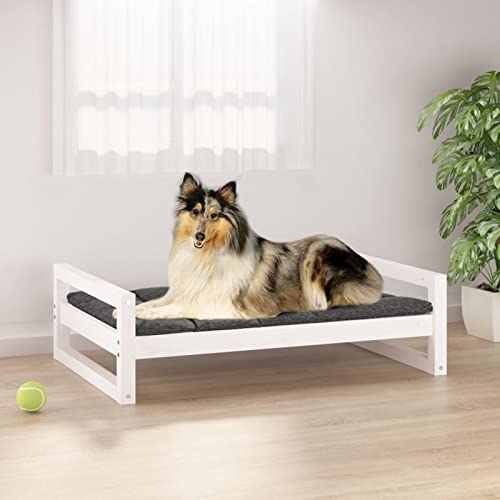 Homgoday Hundebett Weiß 95,5 x 65,5 x 28 cm Kiefer Massivholz Hundebett Große Katzenbetten für Indoor Katzen und Welpe Hundebett Sofa Hundebett Matte für mittelgroße und große Haustiere 324 Tiere & von Homgoday