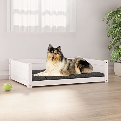 Homgoday Hundebett Weiß 95,5 x 65,5 x 28 cm Kiefer Massivholz Hundebett Große Katzenbetten für Indoor Katzen und Welpe Hundebett Sofa Hundebett Matte für mittelgroße und große Haustiere 387 Tiere & von Homgoday