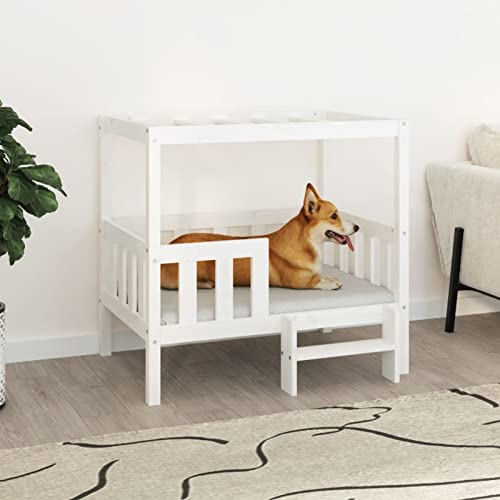 Homgoday Hundebett Weiß 95,5x73,5x90cm Massivholz Kiefer Hundebett Große Katzenbetten für Indoor Katzen und Welpe Hundebett Sofa Hundebett Matte für Mittlere und Große Haustiere von Homgoday