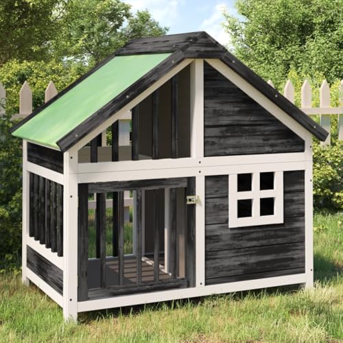 Homgoday Hundehütte Grau 96 x 60,5 x 87 cm aus massivem Kiefernholz, Möbel Bett für Hunde Hundehütte Hundehütte Hundehütte Weiche Hundehütte für Hunde Hundebett Innen von Homgoday