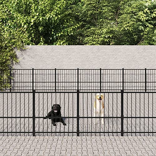 Homgoday Hundekäfig, Hundekäfig für den Außenbereich aus Stahl, 94,09 m², Hundekäfig für den Innenbereich, Kennel für Hunde, Hundekäfige, Hundekäfig, Hundegehege für den Außenbereich von Homgoday