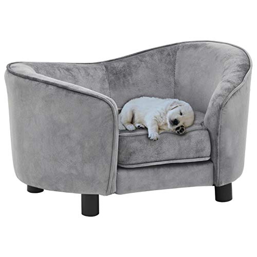 Homgoday Hundesofa, grau, 69 x 49 x 40 cm, aus Plüsch, Hundebett, Hundebett, Hundekissen von Homgoday