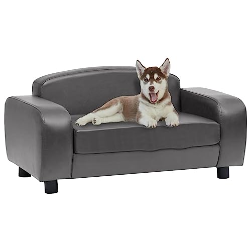 Homgoday Hundesofa, grau, 80 x 50 x 40 cm, aus Kunstleder, Hundebett, Hundehütte, Hundehütte, Hundehütte, Hundehütte, Hundehütte für den Innenbereich, Grau von Homgoday