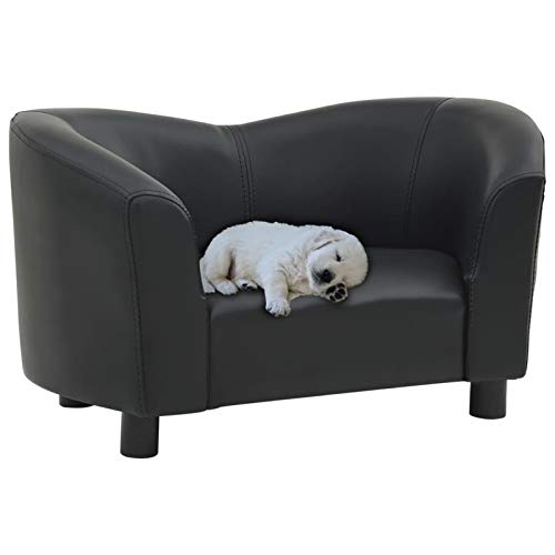 Homgoday Hundesofa, schwarz, 67 x 41 x 39 cm, aus Kunstleder, Hundebett, Hundekissen von Homgoday