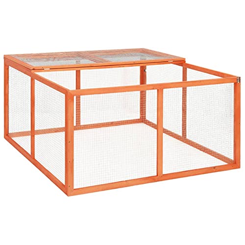 Homgoday Kaninchenstall 124x120x60cm Massiv Firwood Kaninchen Meerschweinchenstall und Auslauf Holz Outdoor Kaninchenstall Kleintierhaus Haustierkäfig Tierstall Transportbox Tiere & Haustierbedarf von Homgoday