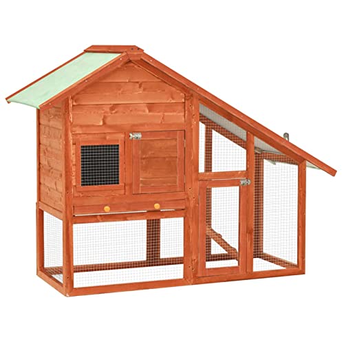 Homgoday Kaninchenstall 140x63x120 cm Massivholz Kaninchen Meerschweinchen Stall und Auslauf Holz Outdoor Kaninchenstall Kleintierhaus Haustierkäfig Haustierstall Transportbox von Homgoday