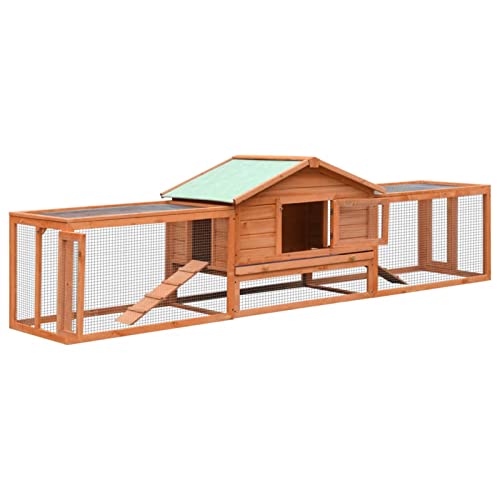 Homgoday Kaninchenstall Kiefer & Tannenholz massiv 310x70x87cm Kaninchen Meerschweinchen Stall und Auslauf Holz Outdoor Kaninchenstall Kleintierhaus Haustierkäfig Haustierstall Carrier von Homgoday