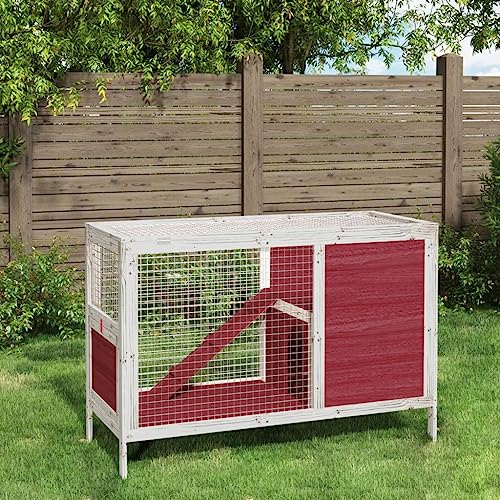 Homgoday Kaninchenstall Mokka 103x44x69,5 cm Massivholz Kiefer Kaninchen Meerschweinchen Stall und Auslauf Holz Outdoor Kaninchenstall Kleintierhaus Haustierkäfig Haustierstall Transportbox von Homgoday