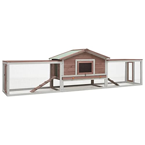 Homgoday Kaninchenstall Mokka 310x70x87cm Massiv Kiefer & Tannenholz Kaninchen Meerschweinchen Stall und Auslauf Holz Outdoor Kaninchenstall Kleintierhaus Haustierkäfig Tierstall Tierbedarf von Homgoday