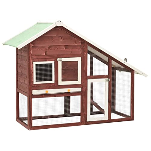 Homgoday Kaninchenstall Mokka und Weiß 140x63x120cm Massiv Firwood Kaninchen Meerschweinchenstall und Laufgehege Holz Outdoor Kaninchenstall Kleintierhaus Haustierkäfig Tierstall Transportbox Tiere & von Homgoday