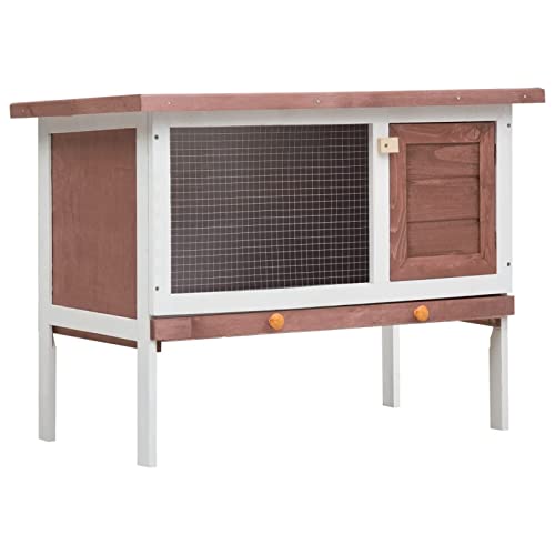 Homgoday Kaninchenstall Outdoor 1 Schicht Braun Holz Kaninchen Meerschweinchenstall und Laufgehege Holz Outdoor Kaninchenstall Kleintierhaus Haustierkäfig Haustierstall Transportbox Tiere & von Homgoday