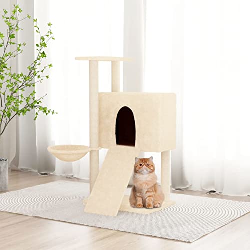 Homgoday Katzenbaum mit Kratzbaum aus Sisal Creme 96 cm, Katzenspielzeug, Katzenspielzeug, Kratzbaum für Katzen, Kratzbaum Homgoday Katzenbaum mit Kratzbaum aus Sisal Creme 96 cm, Katzenspielzeug, Katzenspielzeug, Kratzbaum für Katzen, Kratzbaum von Homgoday